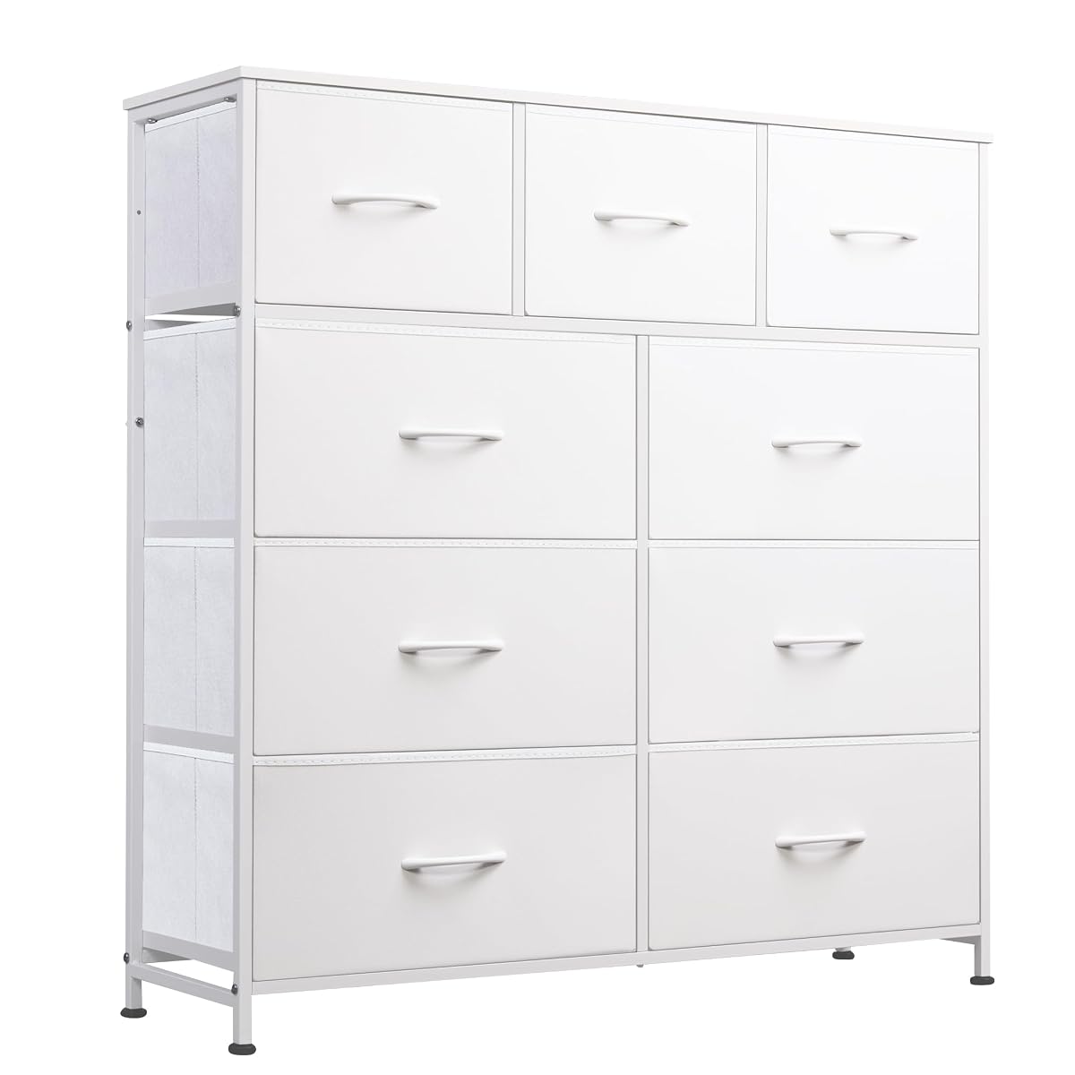 Tall Dresser for Bedroom, 9 Drawer Chest of Drawers, White