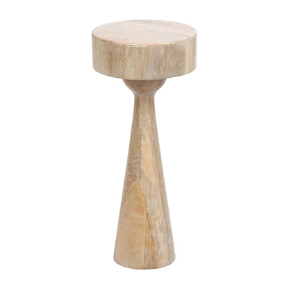 Solbrett Transitional Sophisticated Round Drink Table; 10 x 10 x 22; Natural Wood; Sculptural Bedroom Nightstand with Unique Pedestal Table Design for Use as Indoor Plant Stand