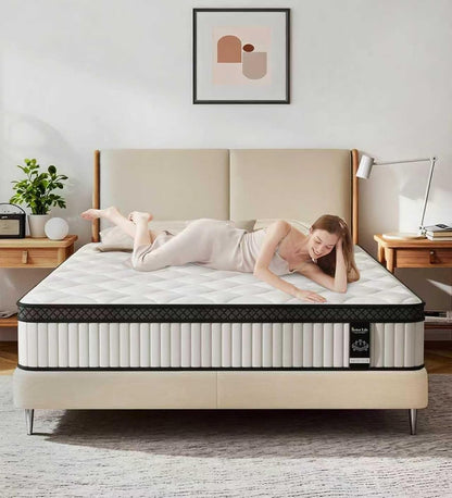 Full Mattress 10 Inch, Bed in a Box Hybrid with Gel Memory Foam & Pocket Springs