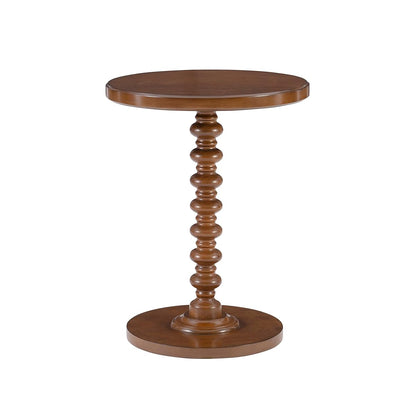 Powell Tarkin Round Hazelnut Turned Spindle Pedestal Side Accent Table