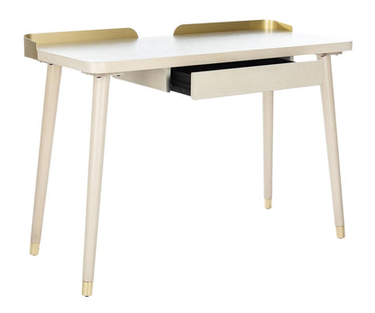 Safavieh Home Office Parker Modern White Washed and Gold 1-drawer Desk
