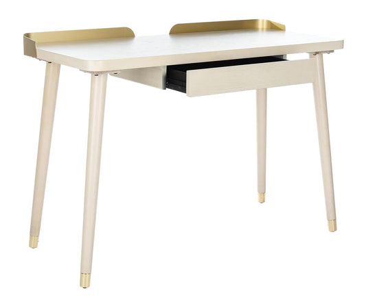 Safavieh Home Office Parker Modern White Washed and Gold 1-drawer Desk