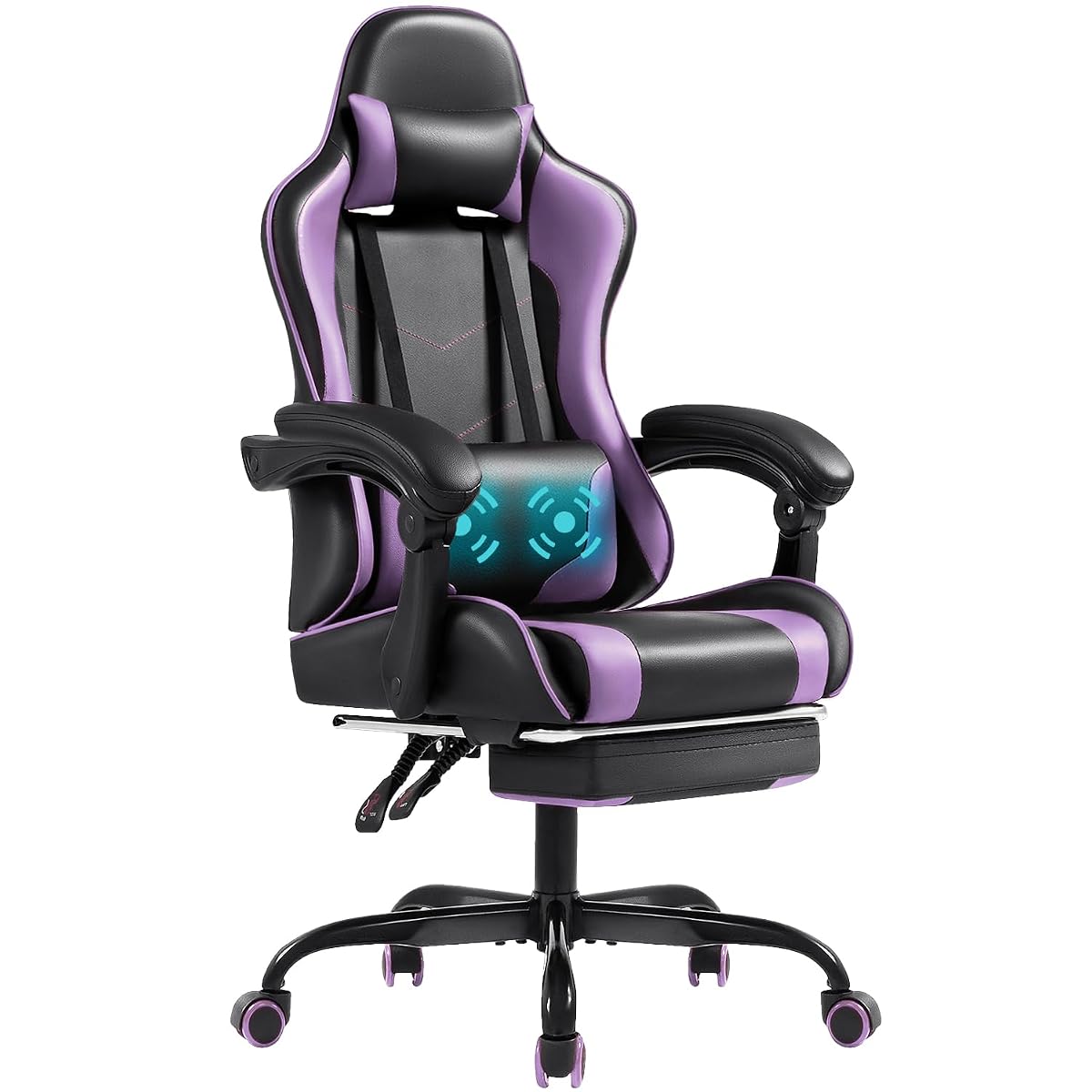Gaming Chair with Footrest and Massage Lumbar Support, Computer Chairs