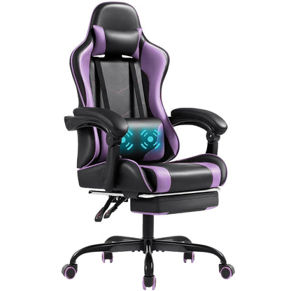 Gaming Chair with Footrest and Massage Lumbar Support, Computer Chairs
