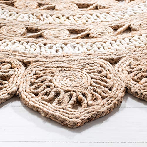 SAFAVIEH Natural Fiber Round Collection 8' Round Ivory NF160B Handmade Boho Charm Farmhouse Jute Area Rug