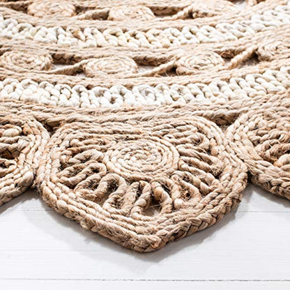 SAFAVIEH Natural Fiber Round Collection 8' Round Ivory NF160B Handmade Boho Charm Farmhouse Jute Area Rug