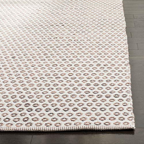 SAFAVIEH Montauk Collection Accent Rug - 3' x 5', Charcoal & Peach & Ivory, Handmade Cotton, Ideal for High Traffic Areas in Entryway, Living Room, Bedroom (MTK616H)