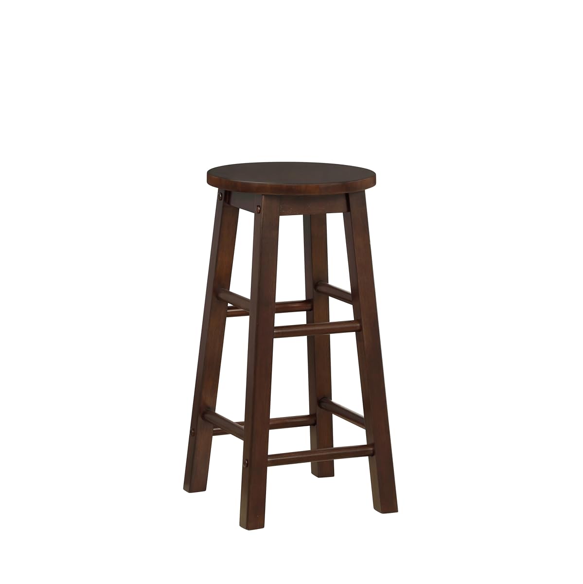 Zeke Walnut Solid Wood Backless Round Counter Stool with 24 Inch Seat Height