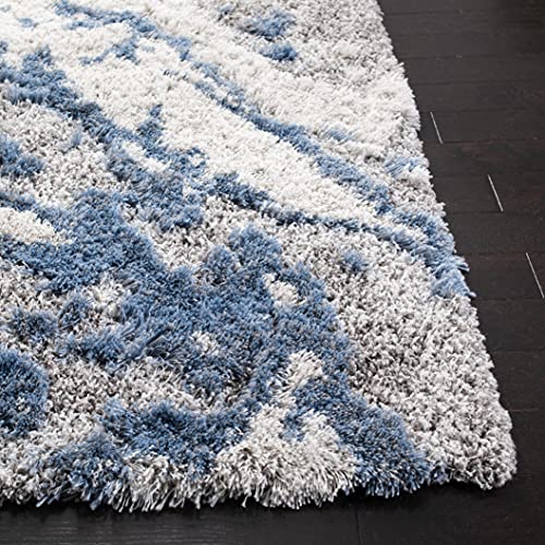 SAFAVIEH Horizon Shag Rug 9'x12', Soft Plush Modern Grey & Blue HZN890G, view 6