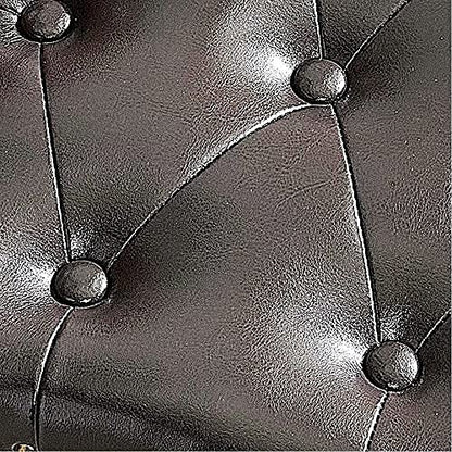 Footstool and Ottomans Small Foot Stool with Fiber Leather Wooden Foot Rest Upholstered Footrest for Living Room Bedroom (Dark-Brown)