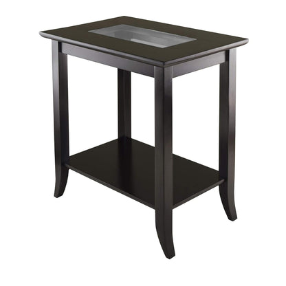 Genoa 25.04 x 23.94 x 16.3-Inch Composite Wood End Table with Glass Top