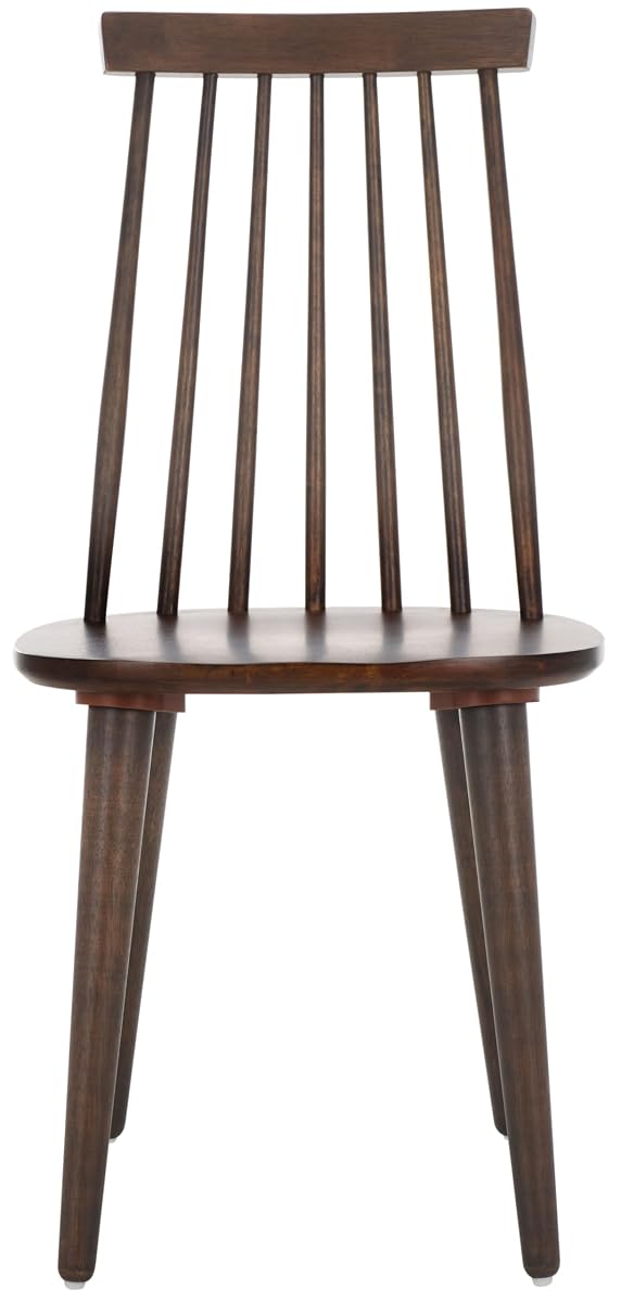 SAFAVIEH Furniture - Burris Side Chair Set of 2 - Dark Walnut - Solid Wood - Modern Clean-Line Design - Ideal for Dining Room, Kitchen, Living Room, 17.7" Seat Height (AMH8511N-SET2)