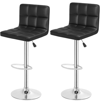 | Bar Stools with Backrest | Black, Set of 2 | PU Leather
