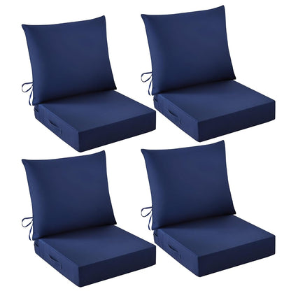 Outdoor Chair Cushions, 24 x 24 Inch Outdoor Cushion for Patio Furniture, Patio Chair Cushion, Waterproof & Fade Resistant Deep Patio Furniture Cushions Set with Handle and Ties, Navy Blue (Set of 4)