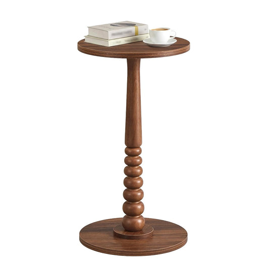 VASAGLE Round Side Table, Small Drink End Table, Solid Wood Leg | Accent Nightstand, Mid-Century Modern, for Living Room Bedroom, Chestnut Walnut, MARIEL Collection, ULET293KX01S