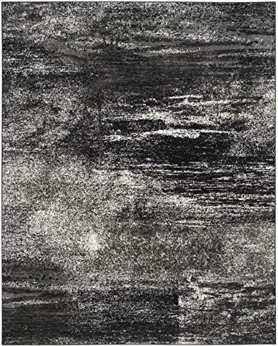 SAFAVIEH Adirondack Collection Area Rug - 9' x 12', Silver & Black, Modern Abstract Design, Non-Shedding & Easy Care, Ideal for High Traffic Areas in Living Room, Bedroom (ADR112A)