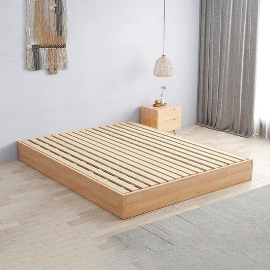 Bed Frame Without Headboard, Scandinavian Solid Wood Platform Bed Frame Wood Slat Support (Mattress Not Included) for Bedroom Home Farmhouse- California King Wood