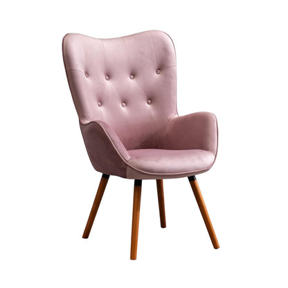 Doarnin Contemporary Silky Velvet Tufted Button Back Accent Chair, Mauve