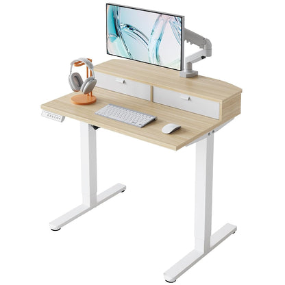 32" X 21" Electric Standing Desk with 2 Drawers, C-Clamp Mount Compatible
