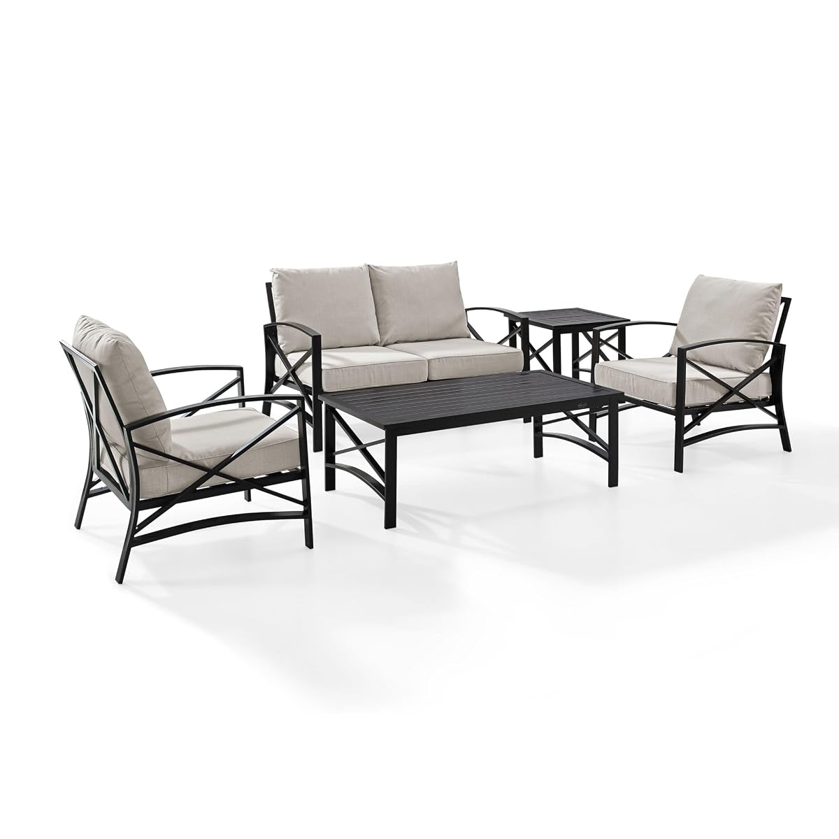 Crosley Furniture KO70133WH-OL St. Augustine 2-Piece Outdoor Wicker Seating Set (Loveseat and Coffee Table), Weathered White with Oatmeal Cushions