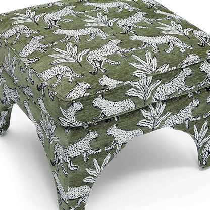 Tov Furniture Raji Jacquard Ottoman (Olive Green Leopard)