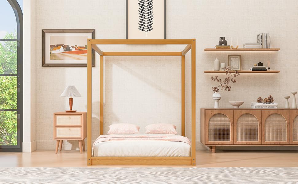 GDFStudio Queen Size Canopy Platform Bed with Support Legs, view 8