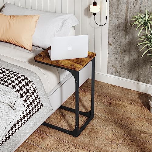C Table Side Table Set of 2 Living Room Sets C Shaped Couch Tray End Tables Farmhouse, Rustic Brown (017-30BN)