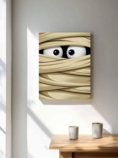 NuYeBiofx Halloween Scary Ghost Eyes Canvas Wall Art Prints,30"x20" Framed Picture Artwork Funny Eyeball Bandage Art Printed Canvas Oil Painting for Living Room Bedroom Office,Ready to Hang