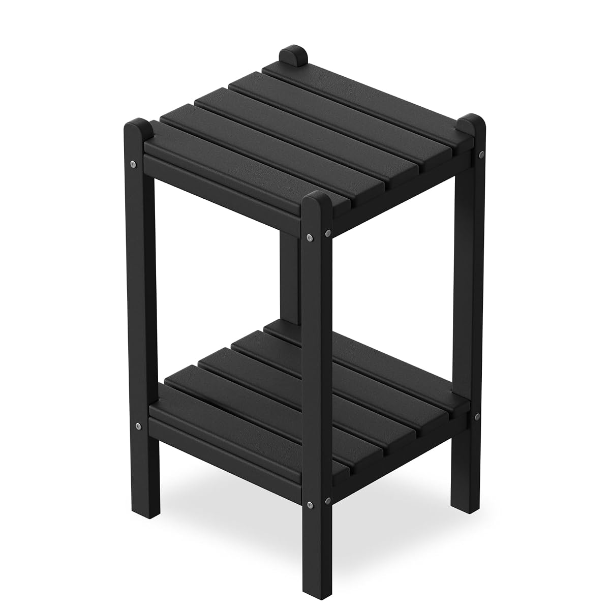 Outdoor Side Table, 26-Inch Tall Adirondack Patio Side Table, All-Weather HDPE Outdoor End Table for Porch Deck Balcony Pool, Easy Maintenance, Black