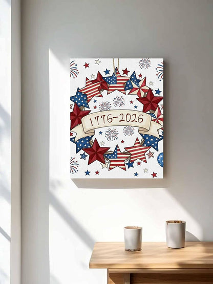 NuYeBiofx 250th Anniversary Star Stripe Canvas Wall Art Prints,30"x20" Framed Picture Artwork Red Blue American Flag Printed Canvas Oil Painting for Living Room Bedroom Office,Ready to Hang