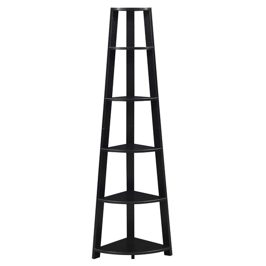 Newport 5 Tier Corner Bookcase, Black