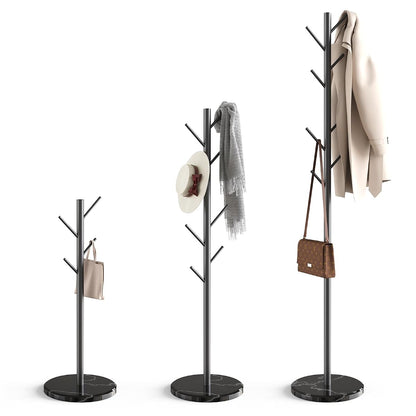 Coat Rack with Natural Marble Base, 3 Adjustable Height Coat Tree
