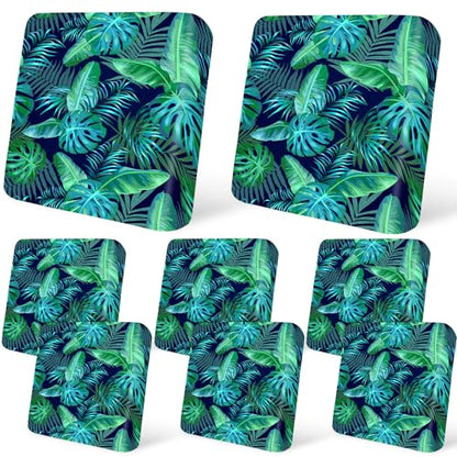 8Pcs Patio Cushion Covers Stretch Outdoor Couch Cushions Slipcovers Replacement Washable Furniture Protector with Elastic Bottom Sofa Chair Seat Cover, Palm Leaves