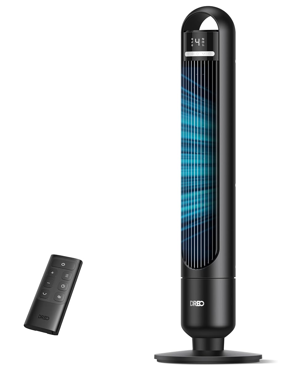 DREO Tower Fan for Bedroom, 26ft/s Velocity, 90° Oscillating, 8H Timer