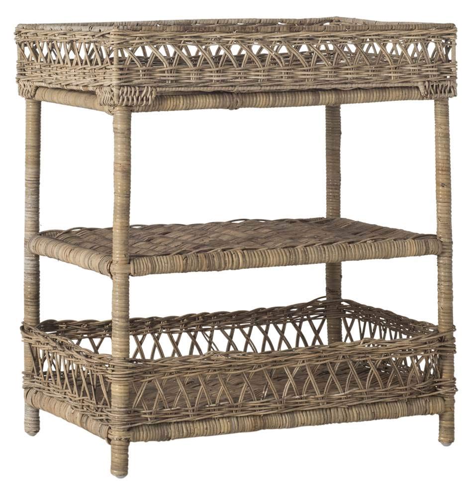 SAFAVIEH Home Collection Ajani Natural Wicker 3 Tier Accent Table