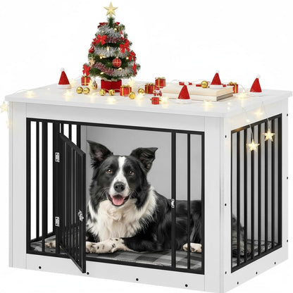 38.2" Dog Crate Furniture 2-in-1 Iron-Wood Fusion up to 60 lb