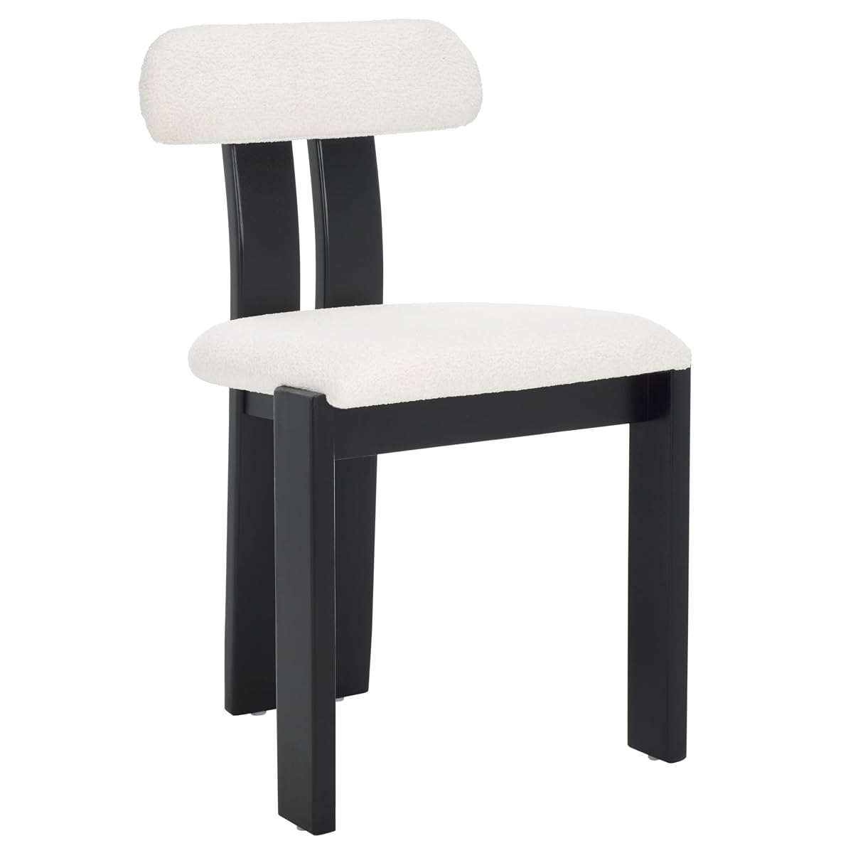 SAFAVIEH Home Collection Cayde Modern Cream Boucle Seat & Black Solid Wood Dining Chair