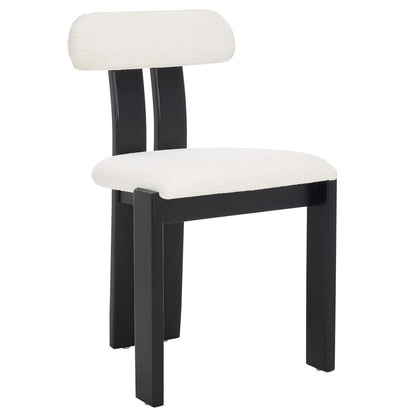 SAFAVIEH Home Collection Cayde Modern Cream Boucle Seat & Black Solid Wood Dining Chair