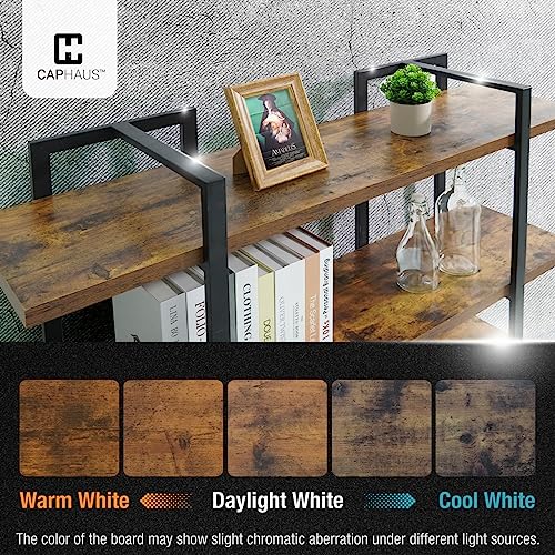 6-Tier Book Shelf, 86" H Vintage Industrial Bookcase with Open Display Shelving, Wooden and Metal Shelving Unit, Bookshelves and Bookcases, Stand Shelf for Bedroom, Home Office, Rustic Oak