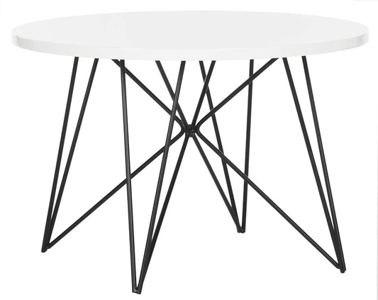 Safavieh Home Collection Vida Modern White Lacquer Round Hairpin Leg End Table