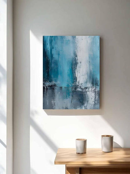 NuYeBiofx Turquoise Grey Graffiti Canvas Wall Art Prints,48"x32" Framed Picture Artwork Abstract Art Modern Oil Painting Printed Canvas Oil Painting for Living Room Bedroom Office,Ready to Hang