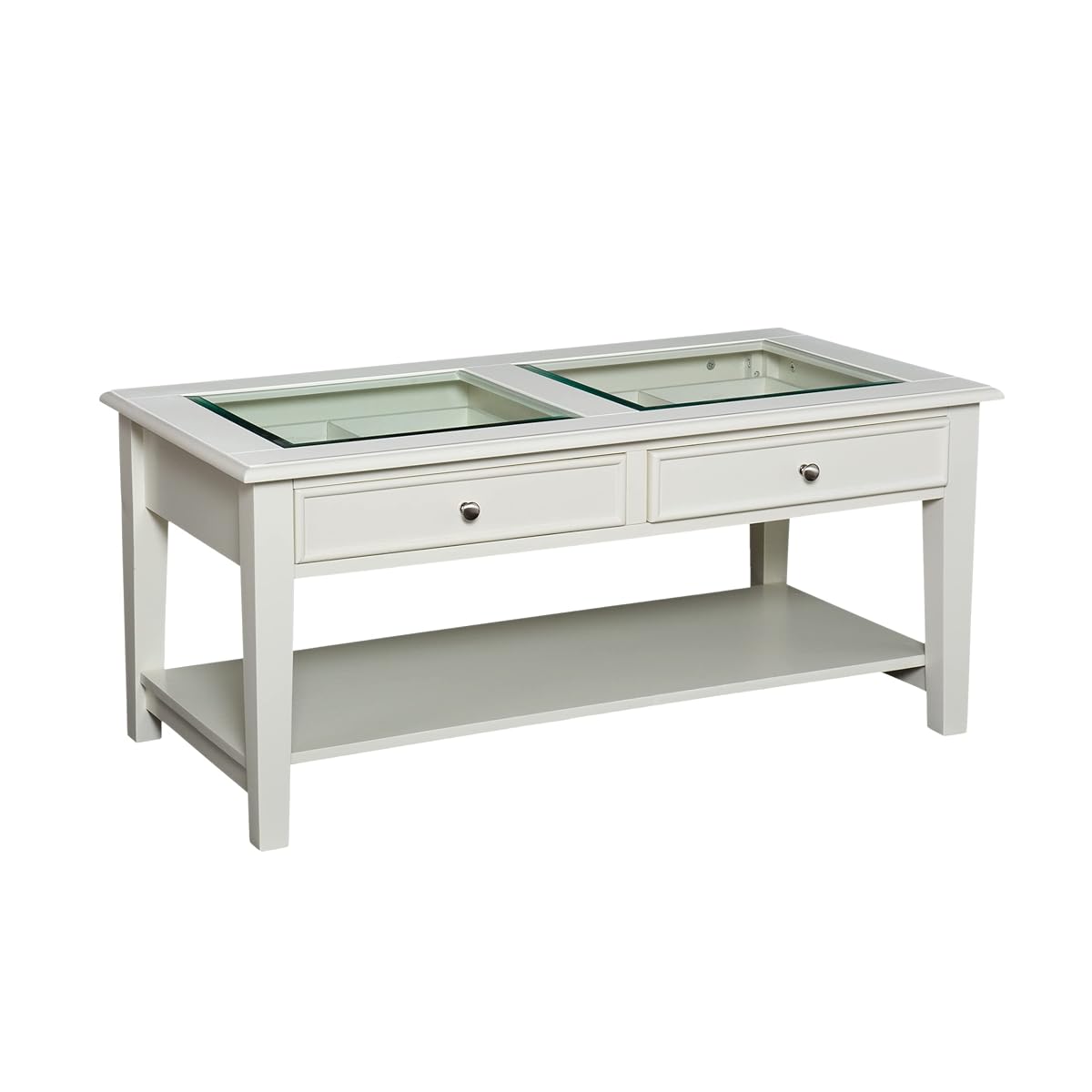 Panorama Glass Top Coffee Table - Transitional Design, Glass and Wood - Ideal for Living Room, Family Room (CK1130)