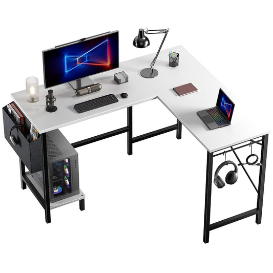 L Shaped Computer Gaming Desk with PC Stand for Home Office