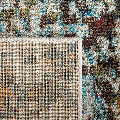 SAFAVIEH Madison Collection Runner Rug - 2'2" x 6', Grey & Blue, Modern Abstract Design, Non-Shedding & Easy Care, Ideal for High Traffic Areas in Living Room, Bedroom (MAD471F)