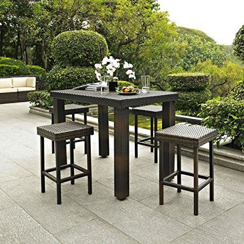Palm Harbor 6-Person Rectangular Counter-Height Outdoor Bar Dining Table for Outside Patio, Brown