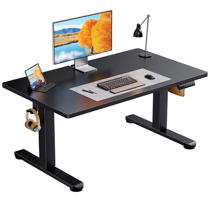 Low Height Adjustable Desk, Lifts 18.9-28.4 Inches, 40 X 24 Inches Electric Standing Desk for Kids, 4 Height Memory Settings & Storage Hooks, Home Office Computer Table & Study Desk, Black