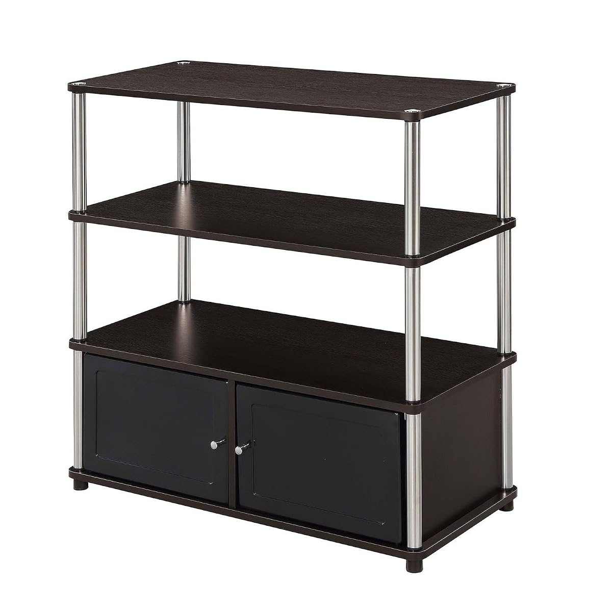 Designs2Go Highboy TV Stand with Storage Cabinets and Shelves for TVs up to 40 Inches, Espresso
