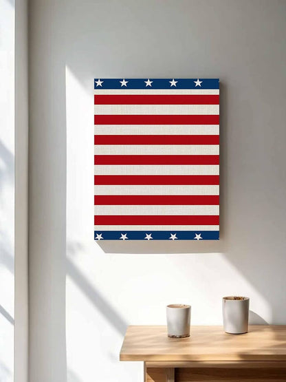 NuYeBiofx Patriotic USA Star Stripes Flag Canvas Wall Art Prints,48"x32" Framed Picture Artwork Blue Red White Printed Canvas Oil Painting for Living Room Bedroom Office,Ready to Hang