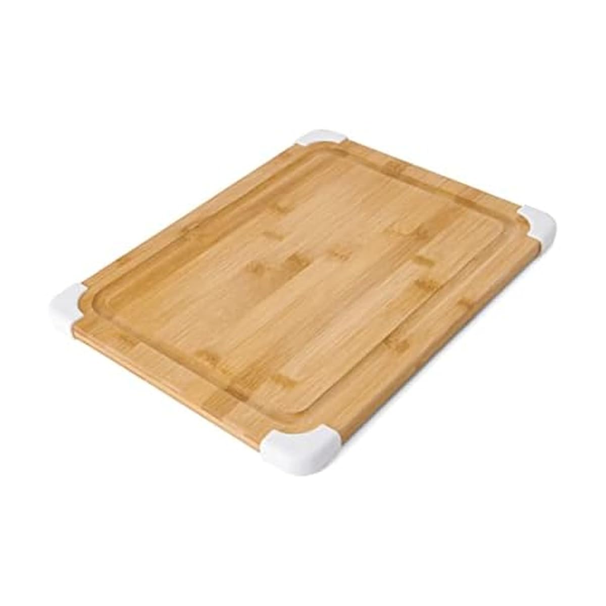 Nonslip Bamboo Cutting Board with Juice Groove, 11x14 Inch, White