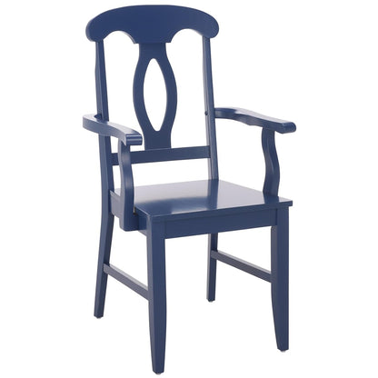 SAFAVIEH Home Collection – Hannelore Solid Wood Dining Arm Chair, Dark Blue Finish, Classic Transitional Seating Design (DCH6907D)